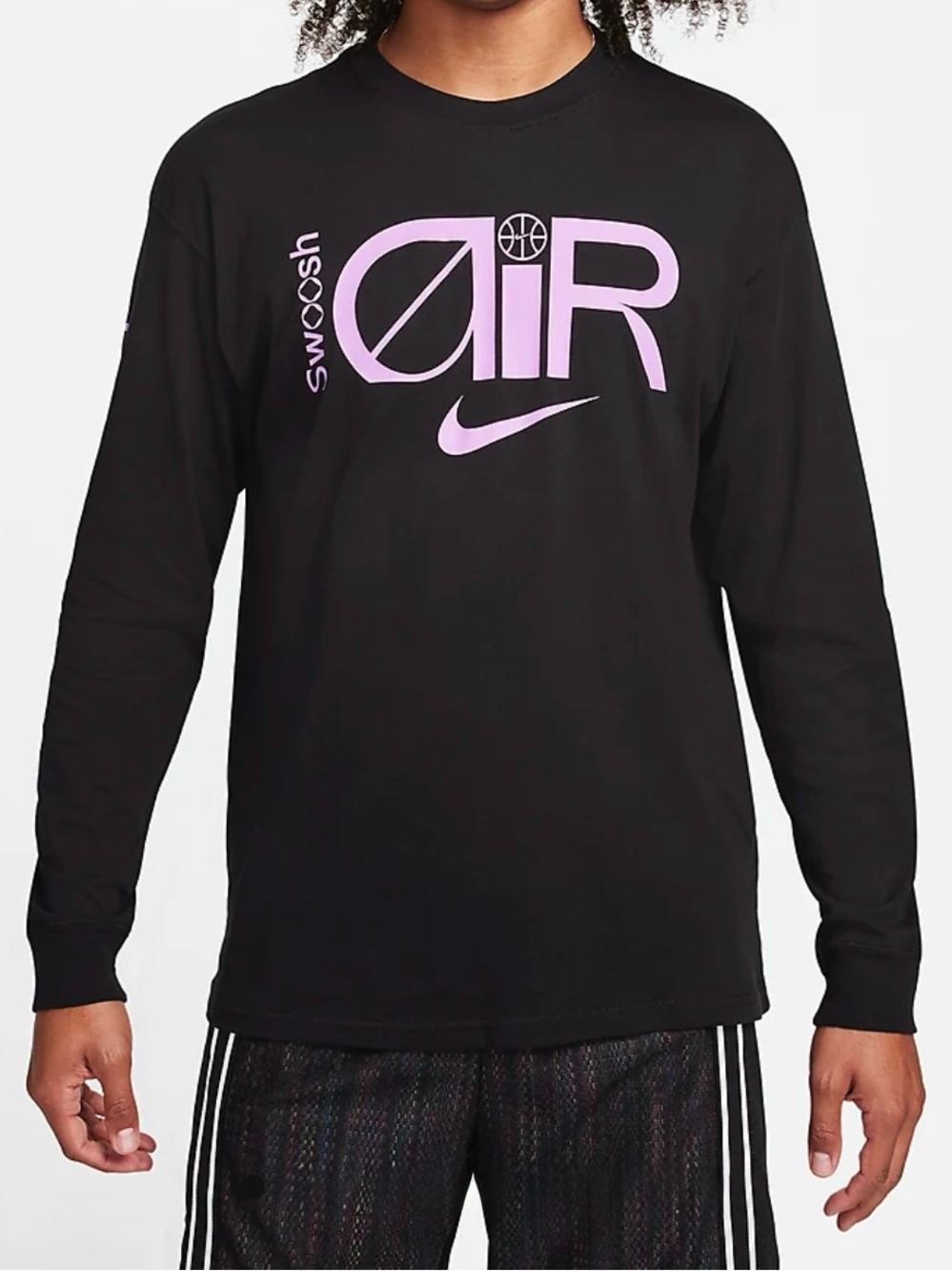 Nike Max90 Men's Long Sleeve Basketball T-Shirt FN0819-010 Black Size S and L